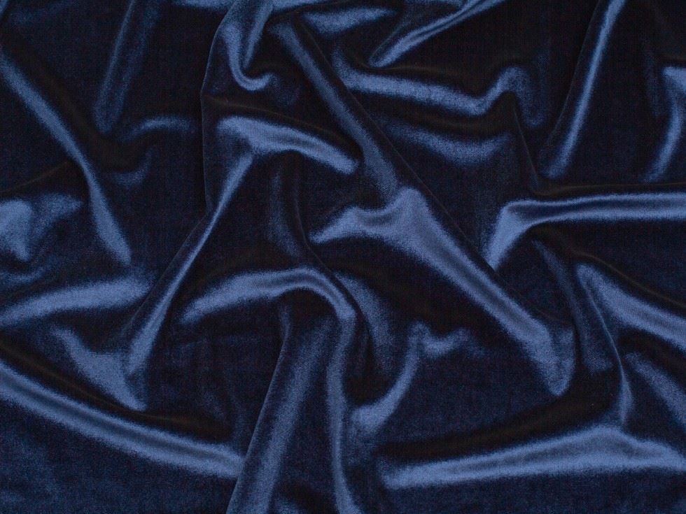 Minerva Core Range Panne Velvet Stretch Knit Fabric French Navy
 