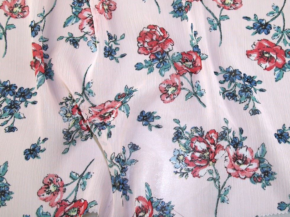 Pink & Coral Deadstock Crinkle Sheer Chiffon Fabric