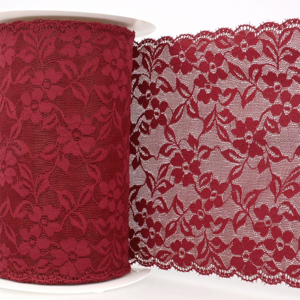 Stephanoise Burgundy Stretch Lace Trim
