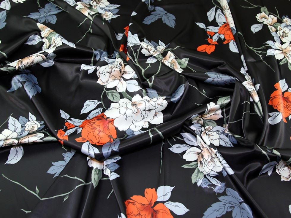 John Kaldor Santa Cruz Stretch Woven Satin Fabric Orange & Black
 