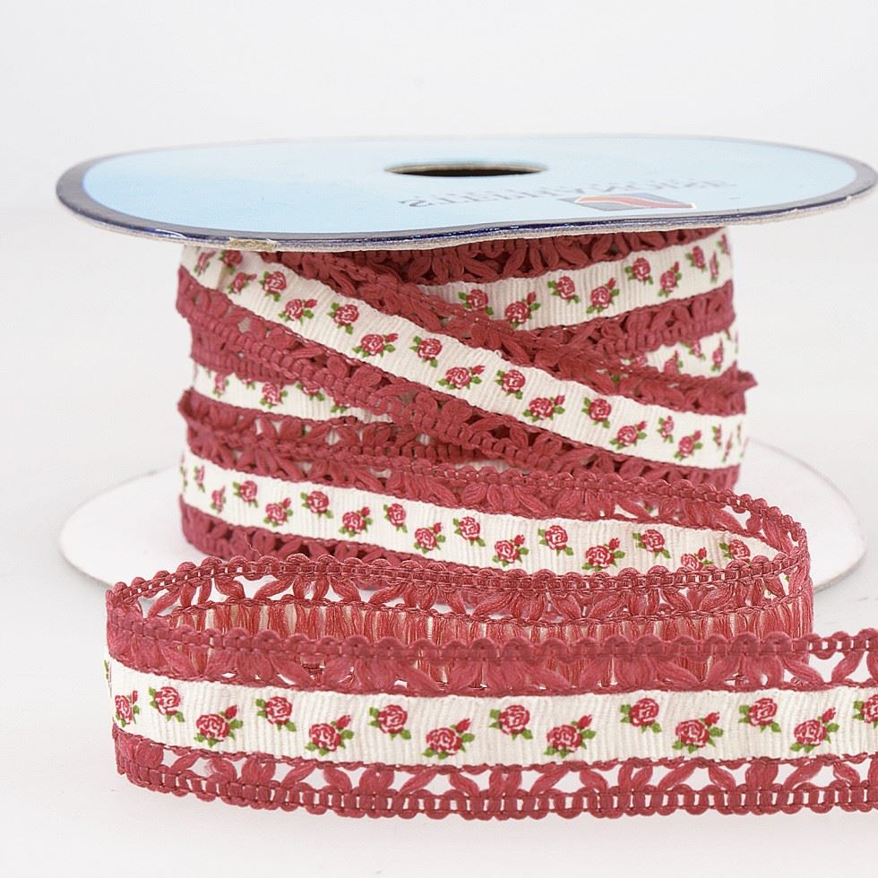 Stephanoise Floral Lace Trim Antique Pink
 
