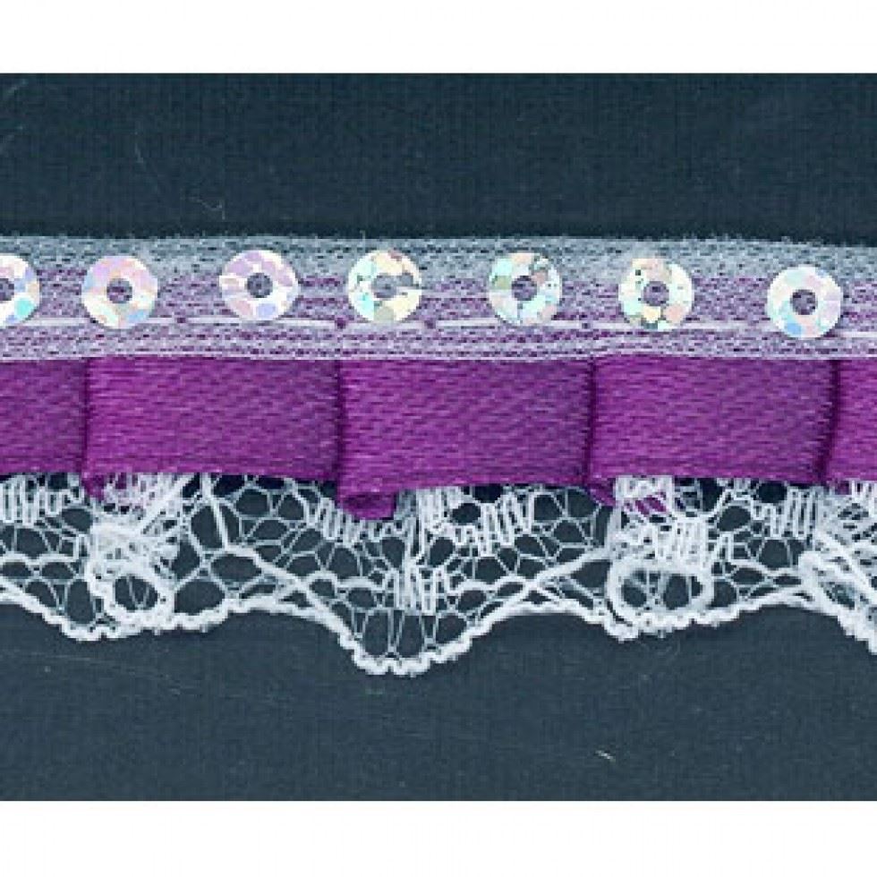 Lilac Sequin Bonnet Lace Trim