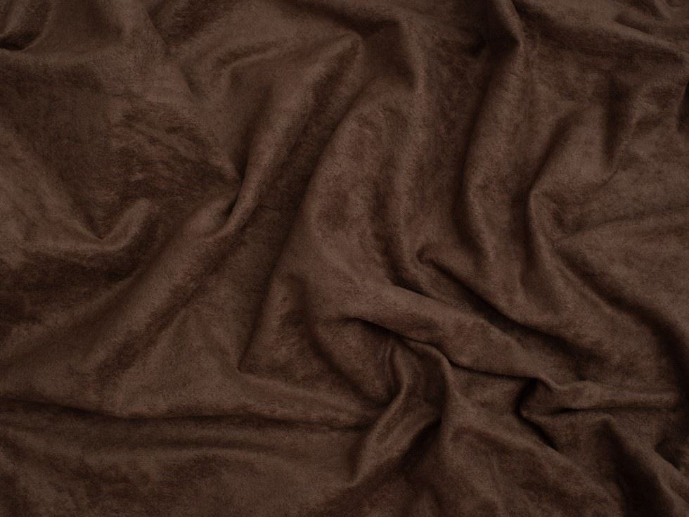 Minerva Core Range Faux Suede Suedette Fabric Dark Brown