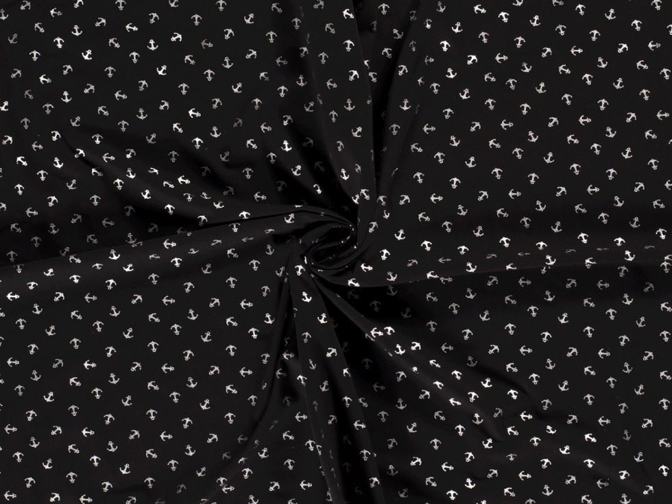 Metallic Cotton Jersey Stretch Knit Fabric Black
 