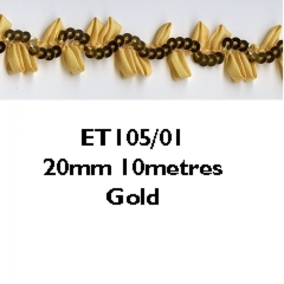 Essential Trimmings Gold Sequins On Ribbon Trim