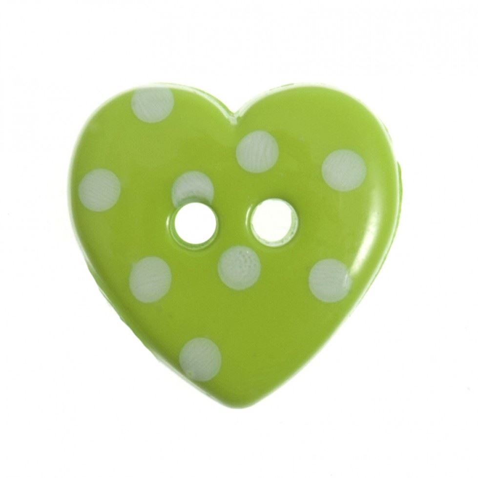 Trimits Green & White Spotty Heart Buttons (Value Pack)