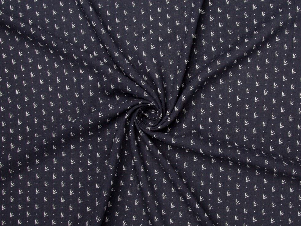 Deadstock Viscose Challis Fabric Navy
 