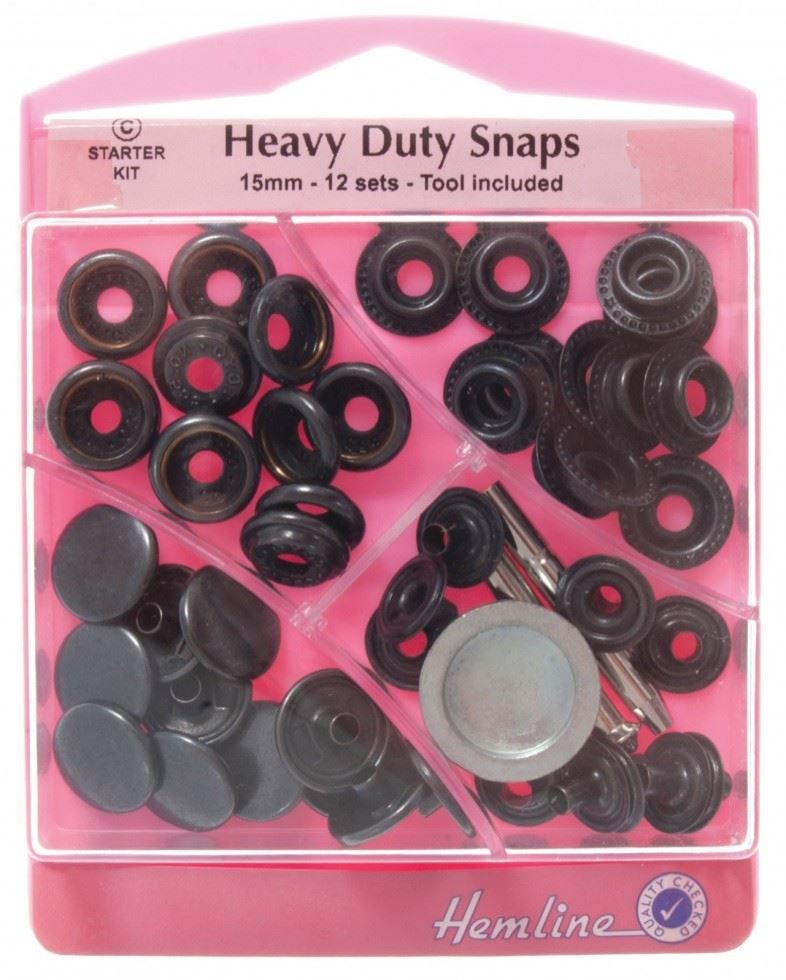 Hemline Oxy Black Heavy Duty Metal Snaps Kit