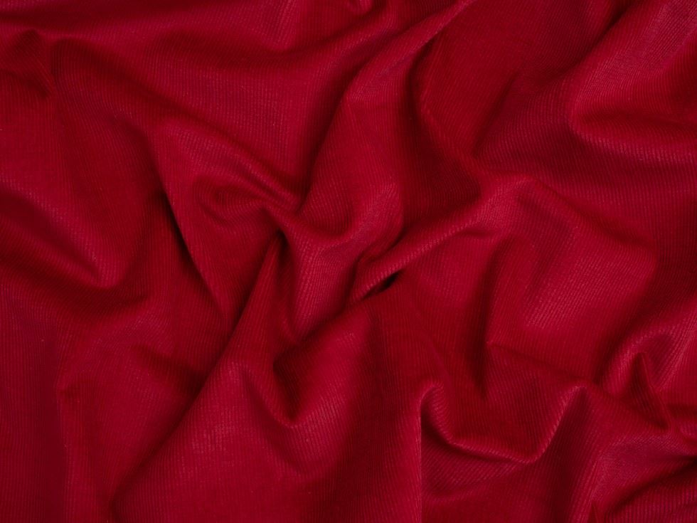 Minerva Core Range 16 Wale Stretch Woven Needlecord Fabric Dark Red
 
