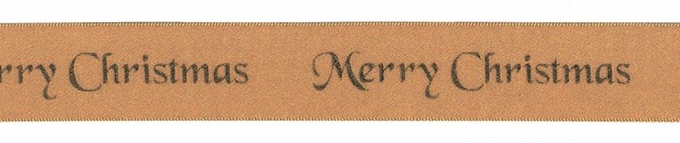 Berisfords Merry Christmas Ribbon (Value Roll) 7 Gold/Gold
 