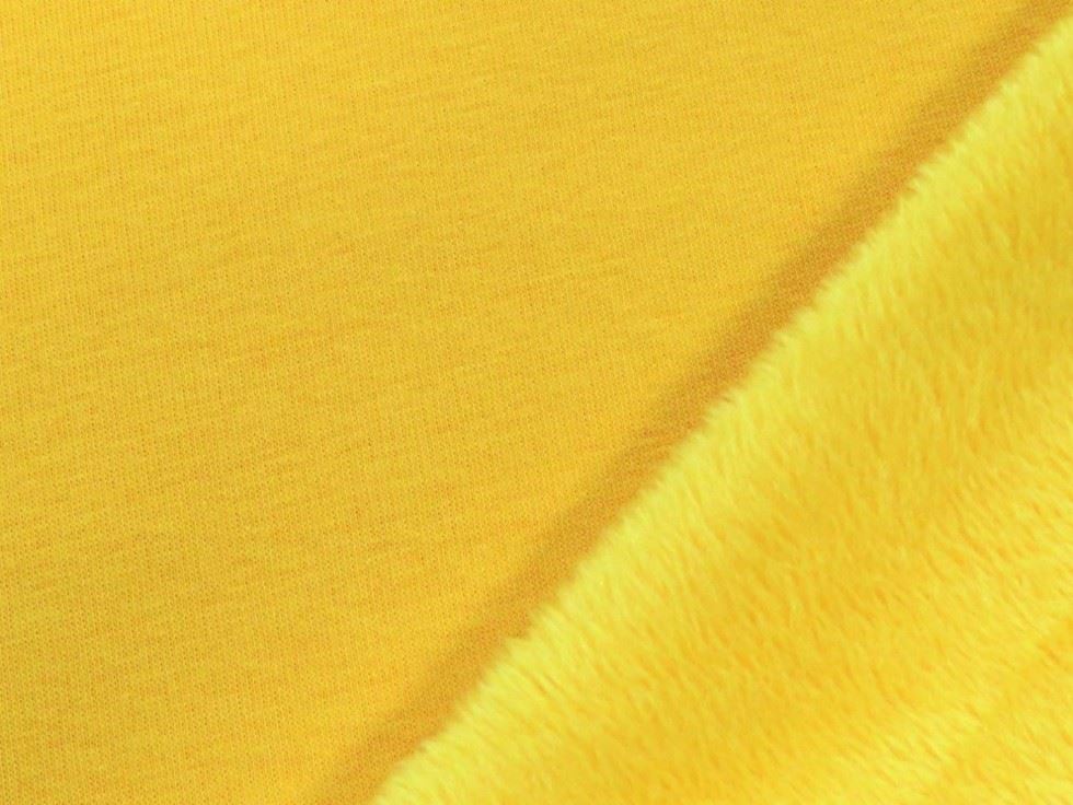 Yellow Fur Back Sweatshirt Stretch Knit Fabric