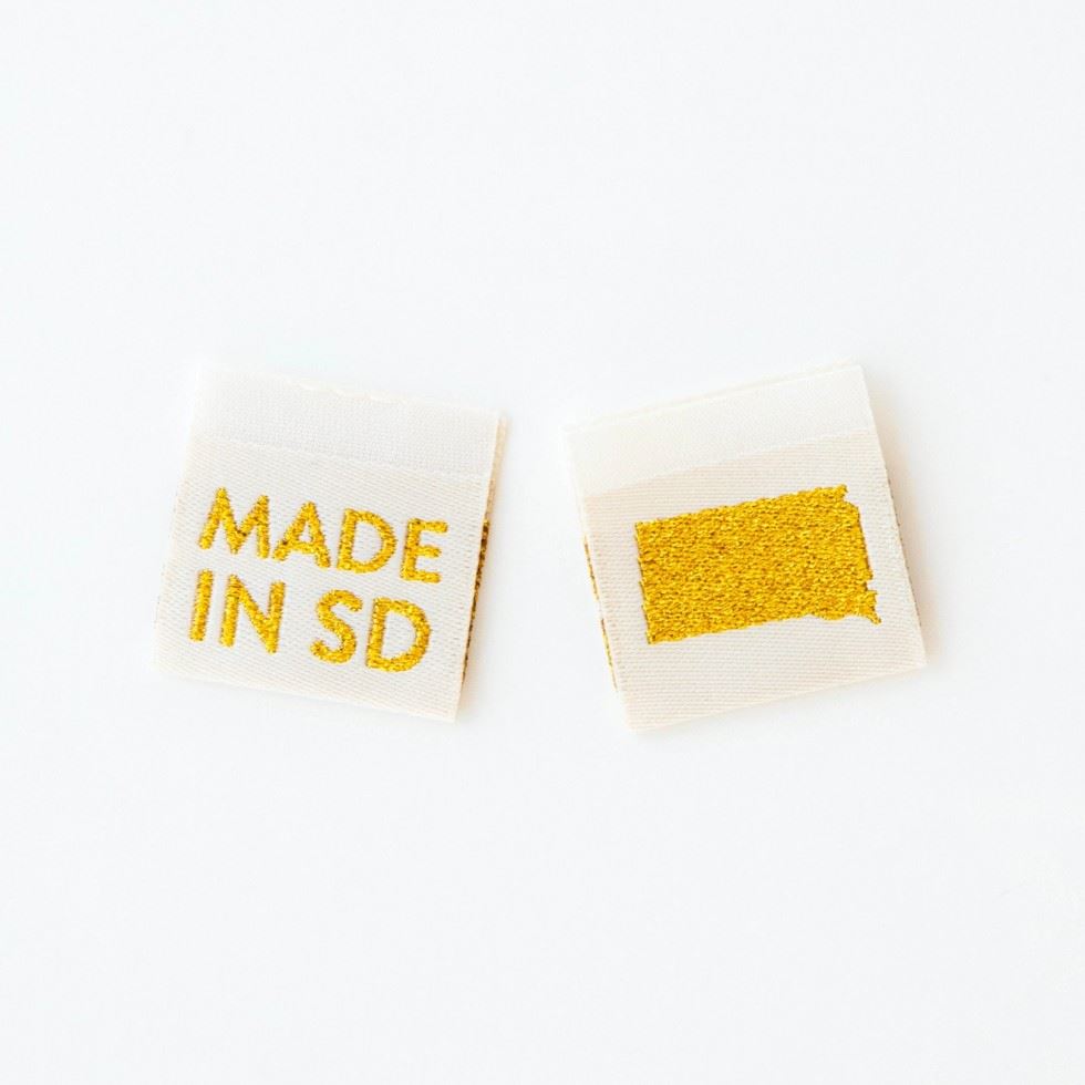 Sarah Hearts Made In My State Gold Woven Labels South Dakota
 