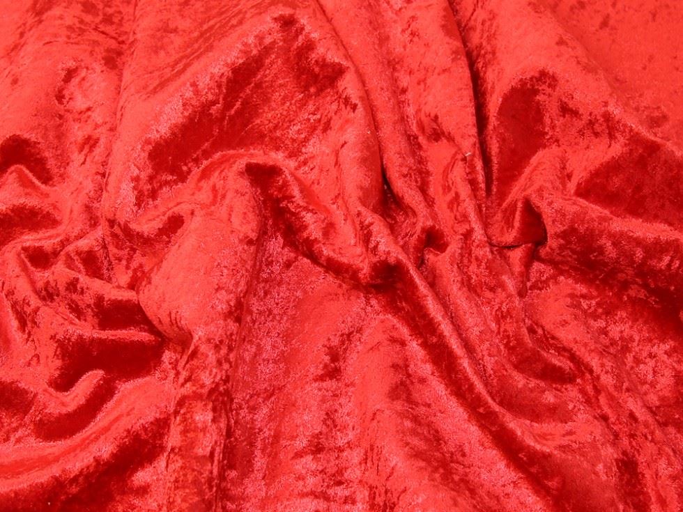 Red Deadstock Heavy Crushed Velvet Stretch Knit Fabric