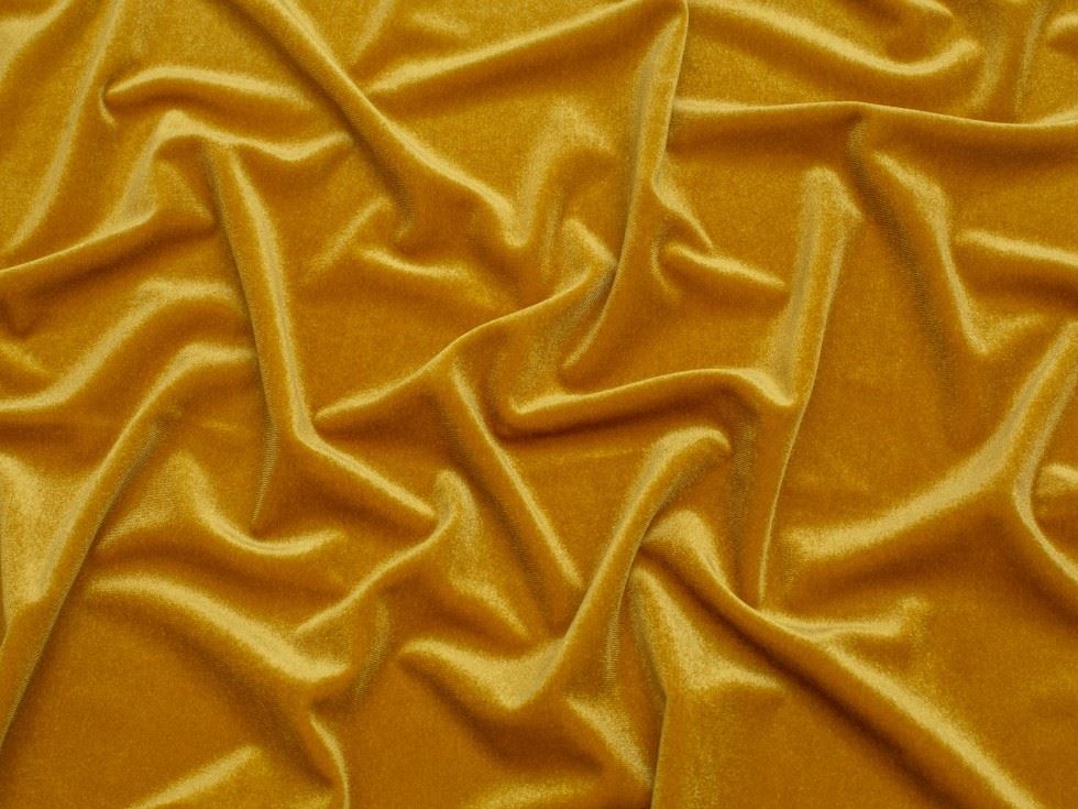 Minerva Core Range Mustard Panne Velvet Stretch Knit Fabric
