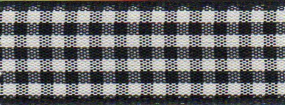 Berisfords 10 Black Gingham Ribbon (Value Roll)