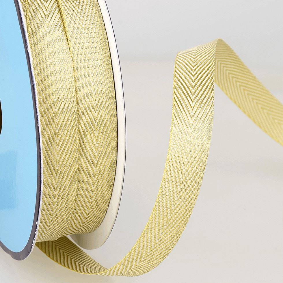 Stephanoise Metallic Twill Tape White & Gold
 
