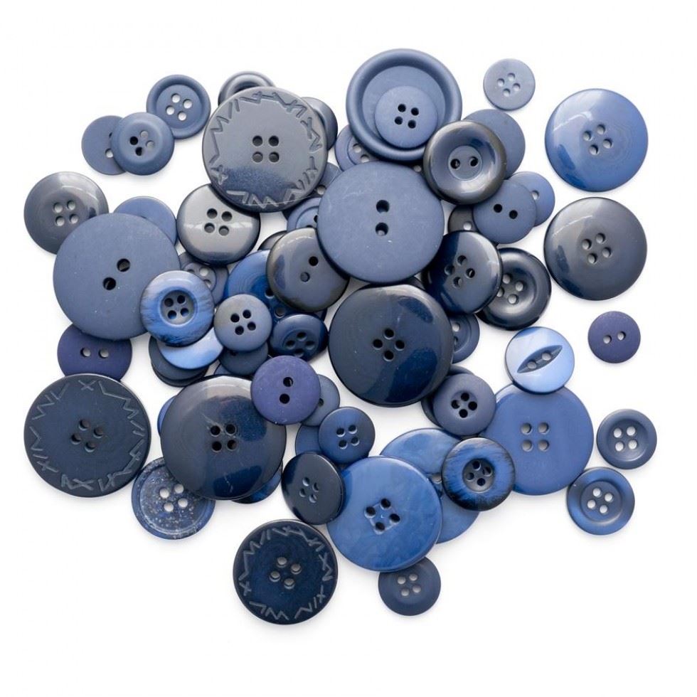 1 Kilo Assorted Buttons Bulk Value Pack Blue & Navy