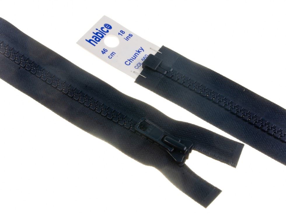 YKK Vislon Chunky Open End Zips Navy Blue