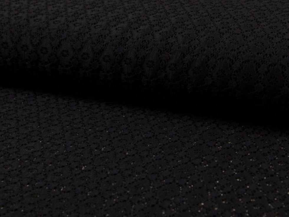 Black Deadstock Stretch Lace Fabric