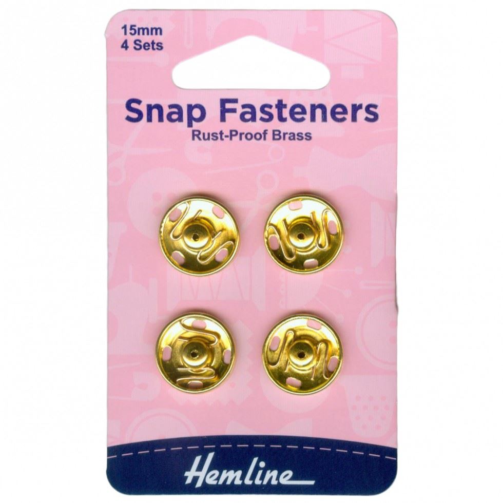 Hemline Gold Sew On Metal Snap Fasteners
