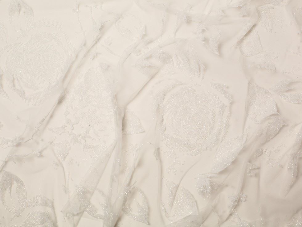 Minerva Core Range Nicola Glitter Tulle Net Fabric Ivory
 