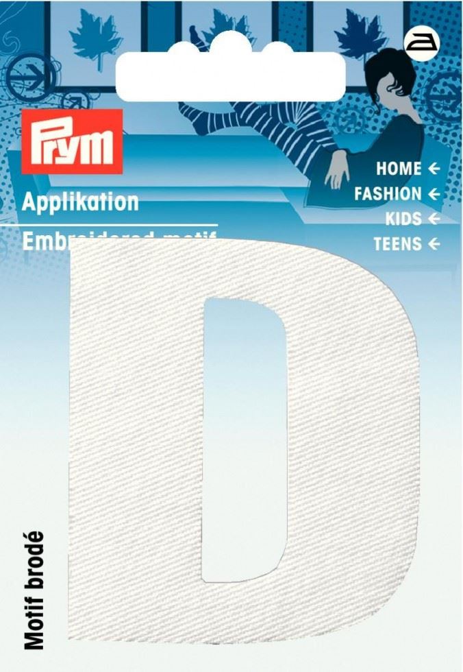 Prym Letter D - White Alphabet Letter Patch Motif