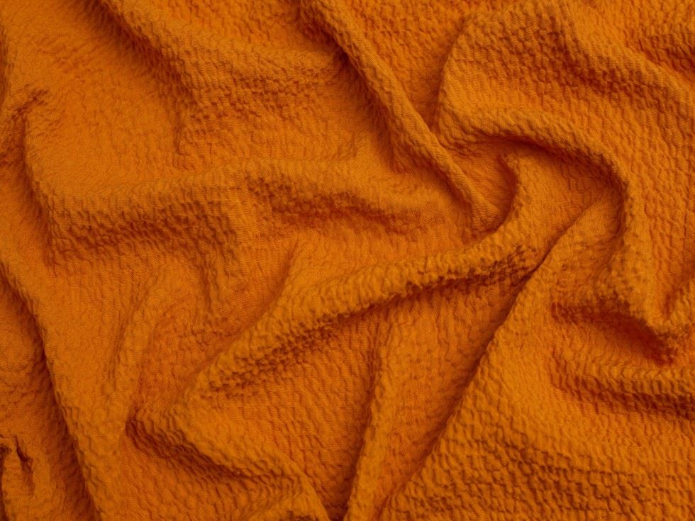 Viscose Crinkle Textured Gauze Fabric Ochre
 