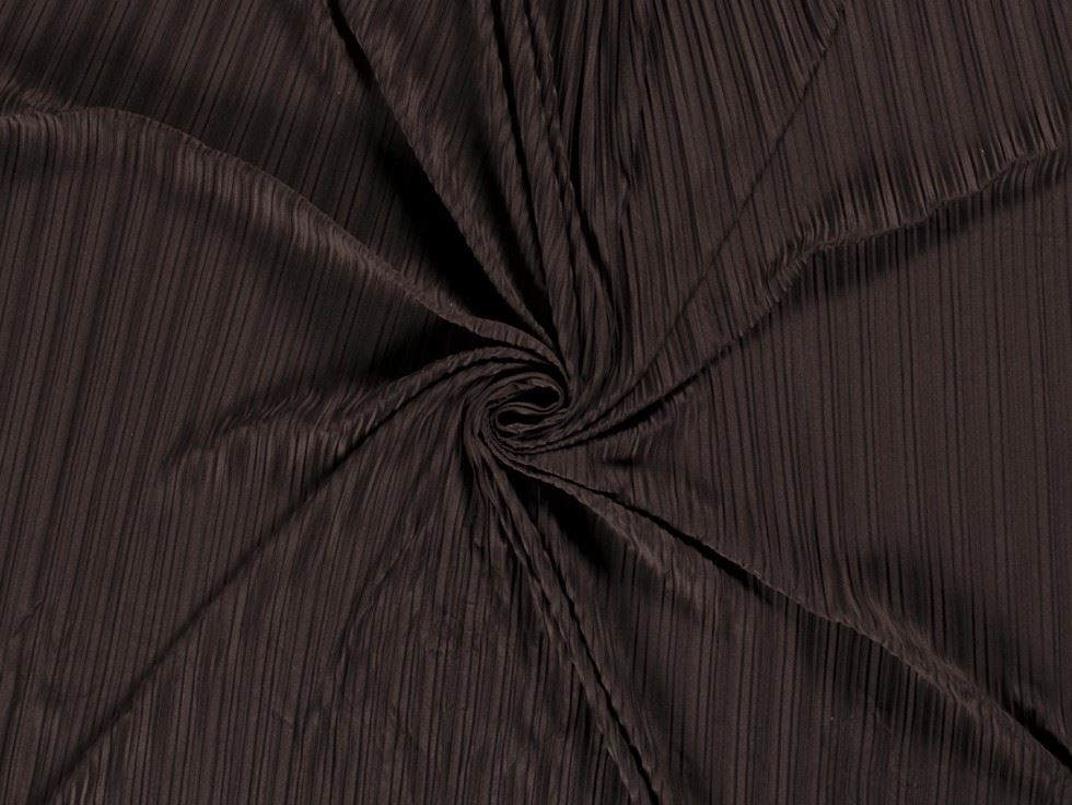 Pleated Plisse Stretch Knit Fabric Dark Brown
 