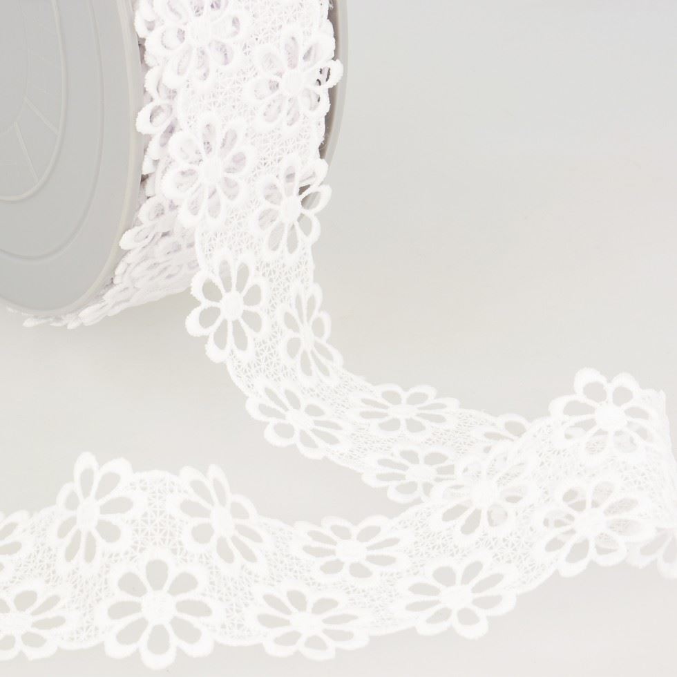Stephanoise Guipure Lace Trim White