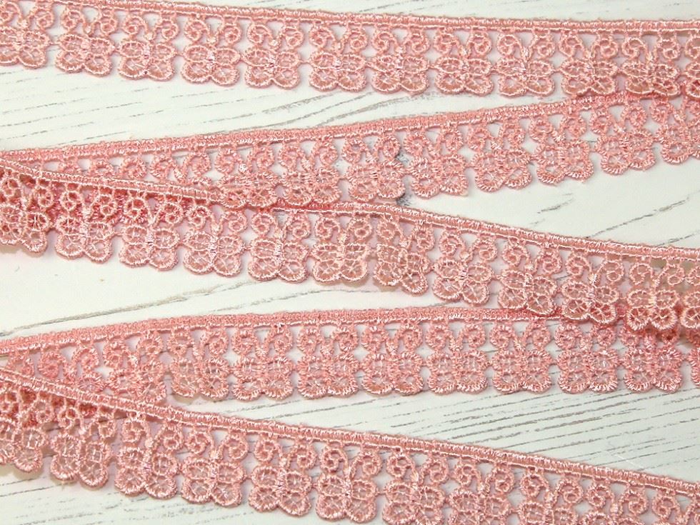 Guipure Butterfly Lace Trim Pink
 