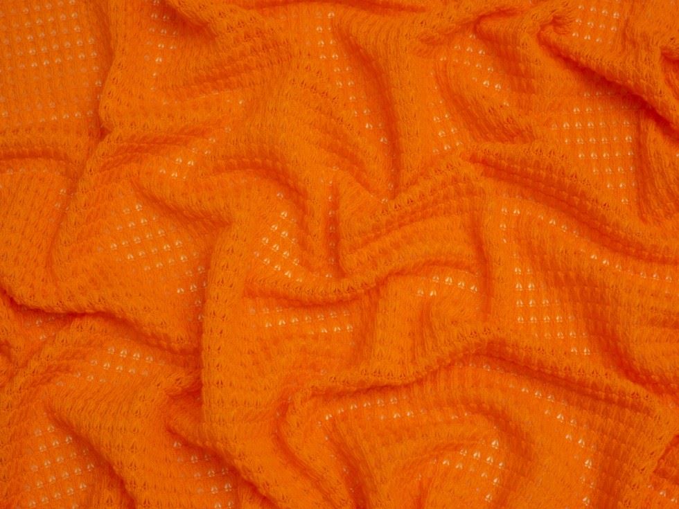 Minerva Core Range Crochet Lace Stretch Sweater Knit Fabric Orange
 