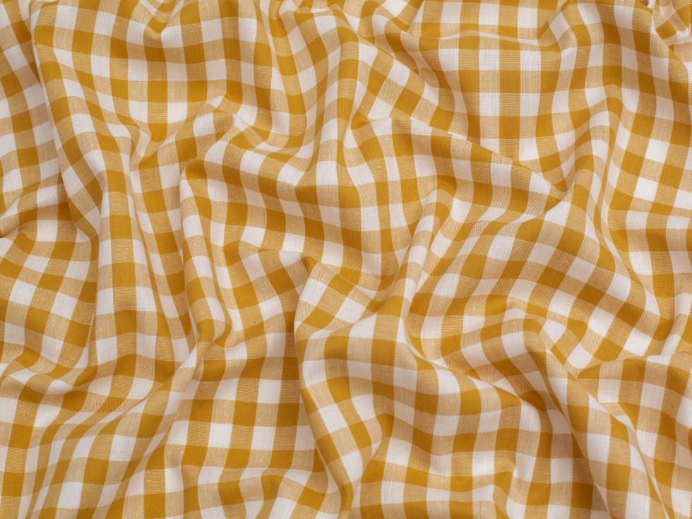 Minerva Core Range 3/8 inch 100% Cotton Gingham Fabric Ochre
 