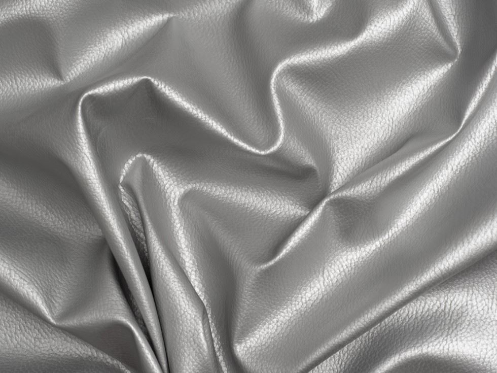 Minerva Core Range Silver Textured Faux Leather Fabric