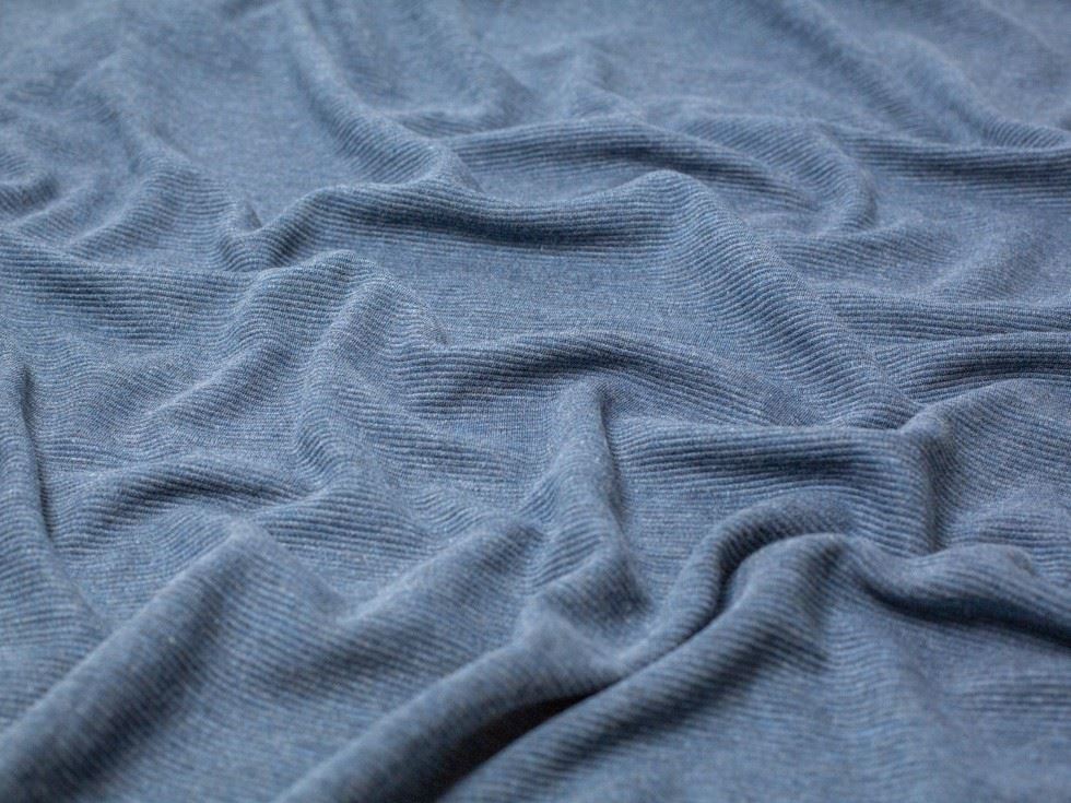 100% Cotton Ottoman Rib Stretch Knit Fabric Marine