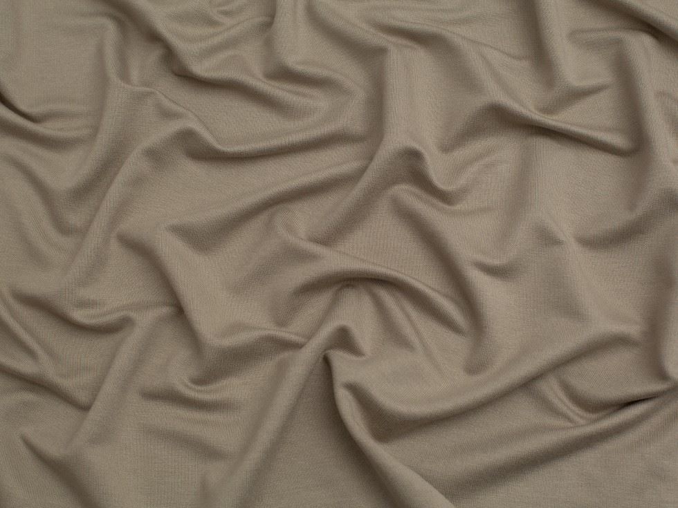 Taupe Ecovero Viscose Loop Back Jersey Stretch Knit Fabric