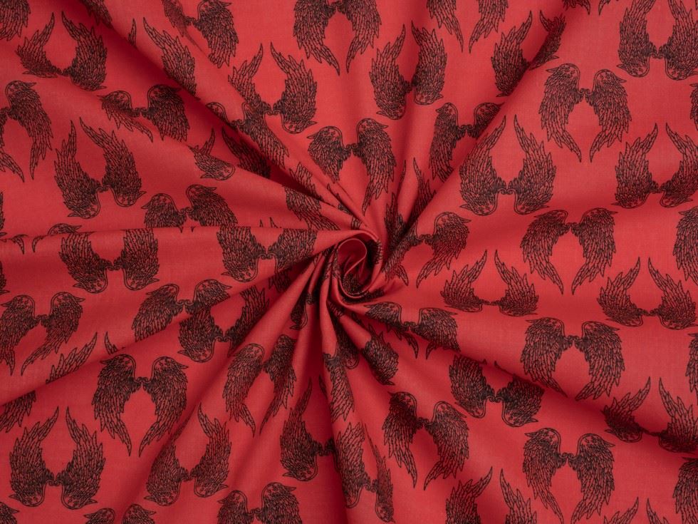 Red Printed Polycotton Fabric