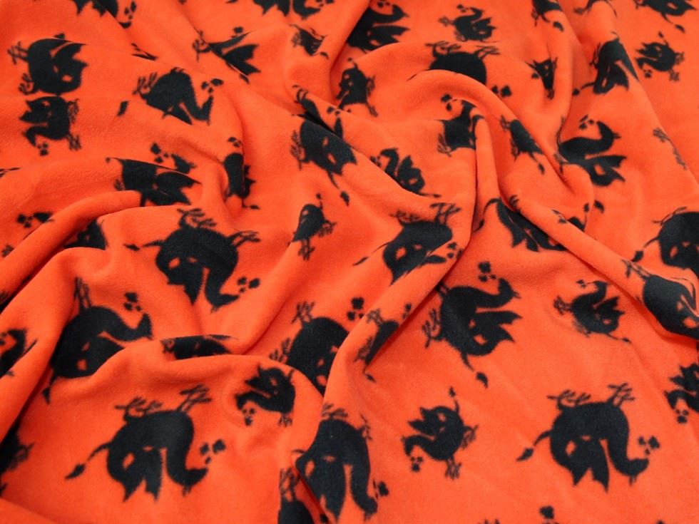 Orange Deadstock Polar Fleece Fabric