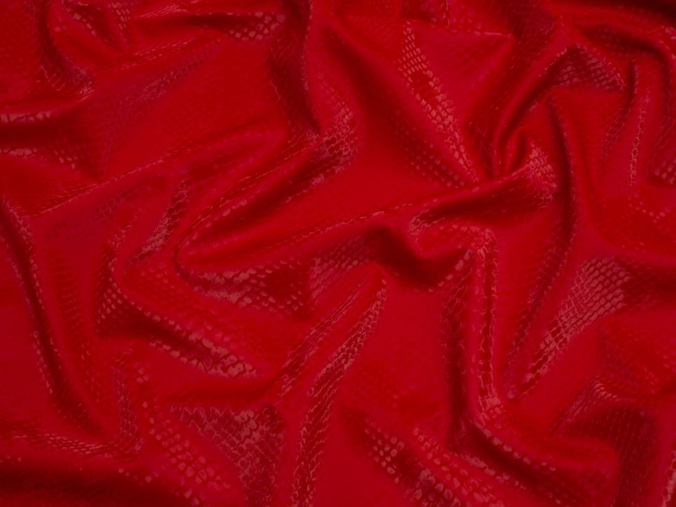 Minerva Core Range Red Snakeskin Activewear Lycra Four Way Stretch Knit Fabric
