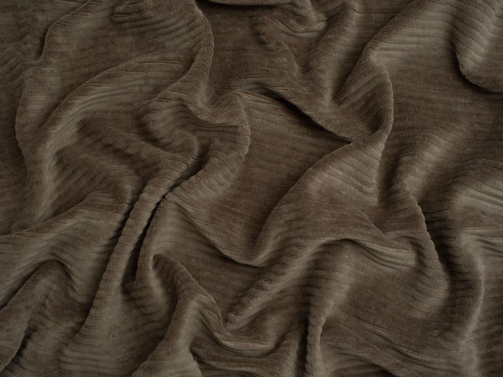 Minerva Core Range 4 Wale Velour Rib Stretch Knit Cord Fabric Taupe
 