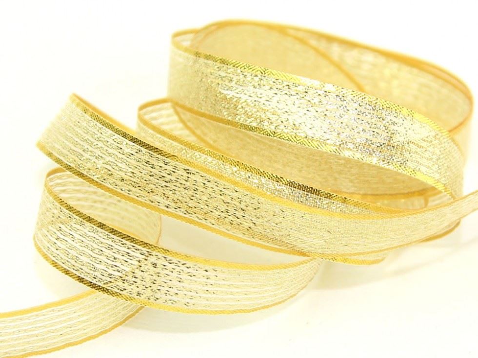 Metallic Lame Stripe Ribbon Gold
