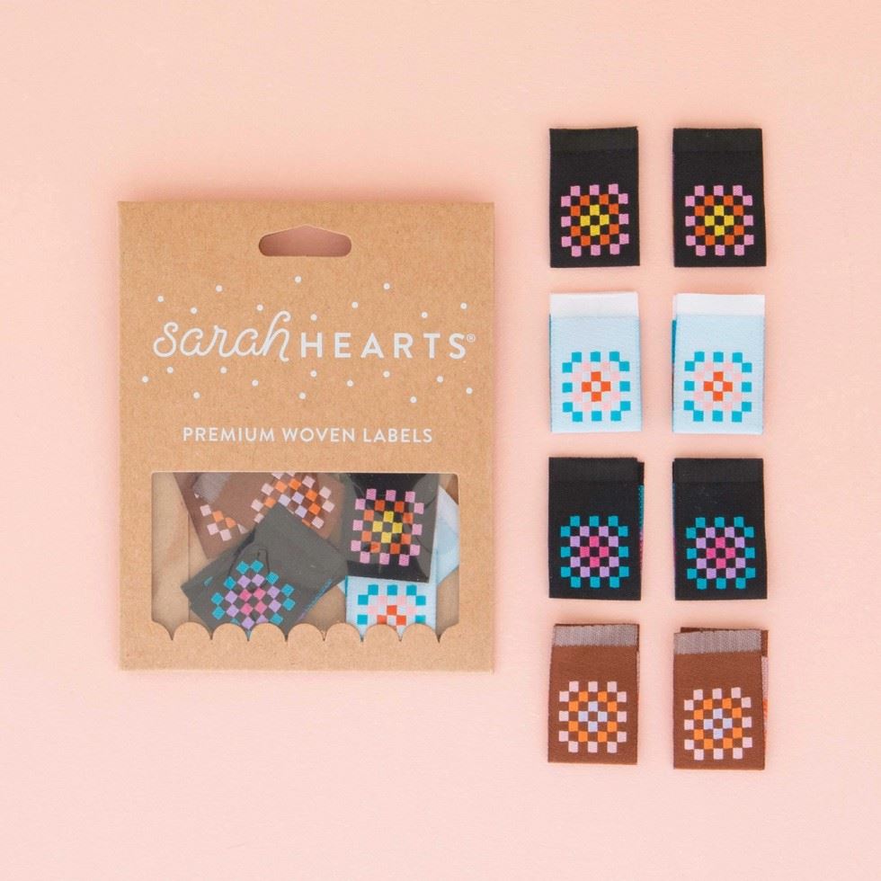 Sarah Hearts Granny Square Multipack Woven Labels
 