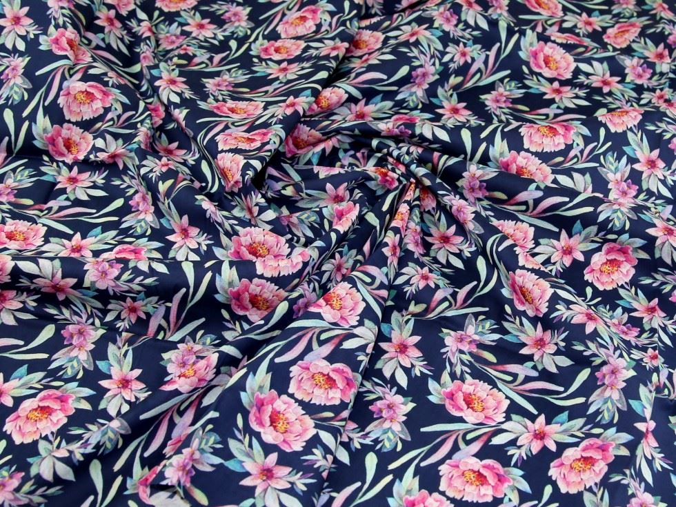 Navy Deadstock Cotton Lawn Fabric