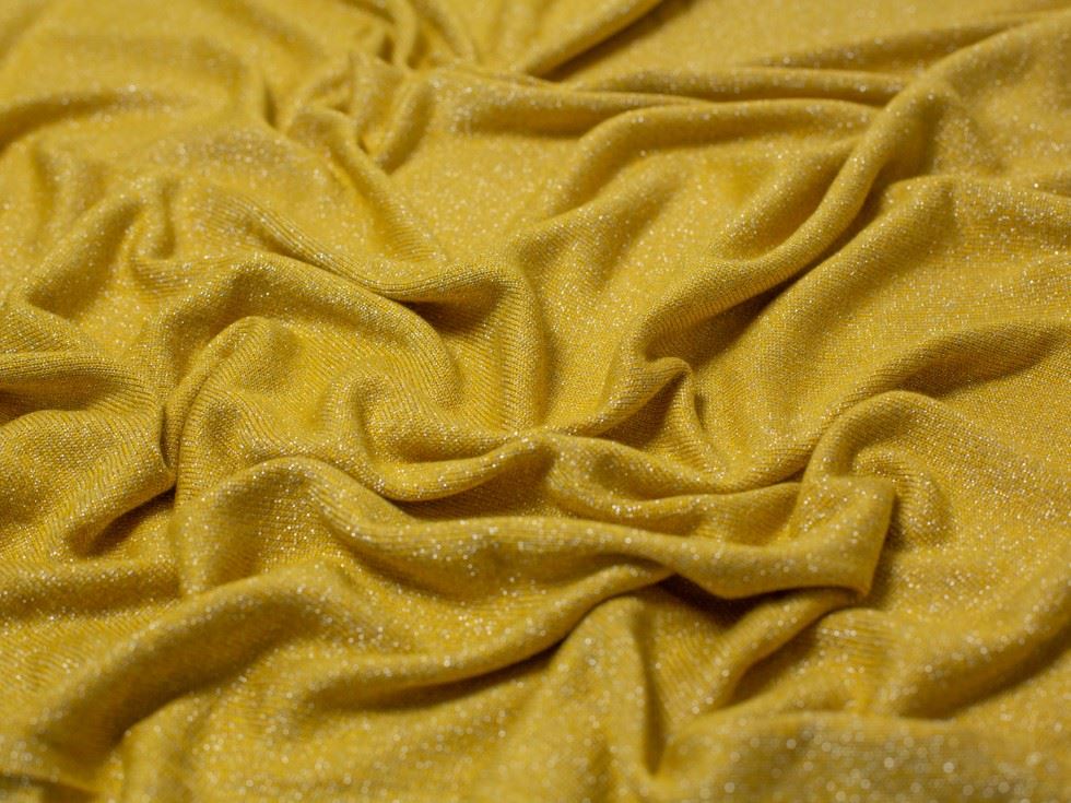 Ochre Deadstock Shine Lurex Sweater Knit Stretch Fabric