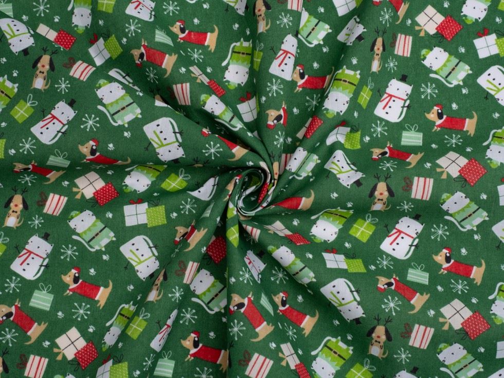 Green Printed Polycotton Fabric