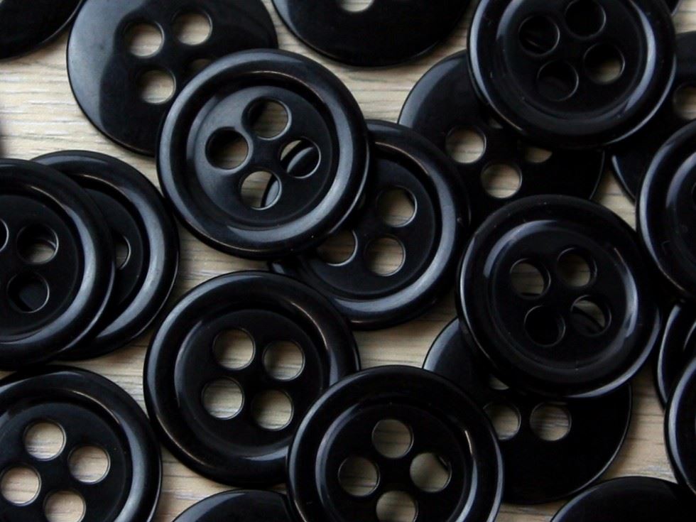 Crendon Round Large Hole Buttons (Value Pack) Black