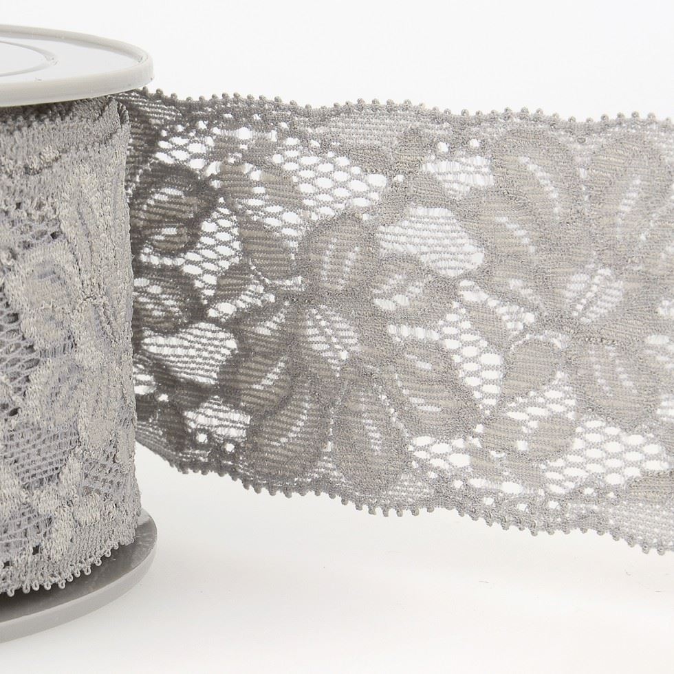 Stephanoise Grey Stretch Lace Trim