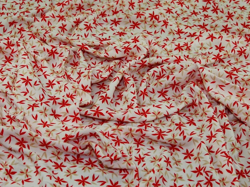 White Deadstock Rayon Challis Fabric