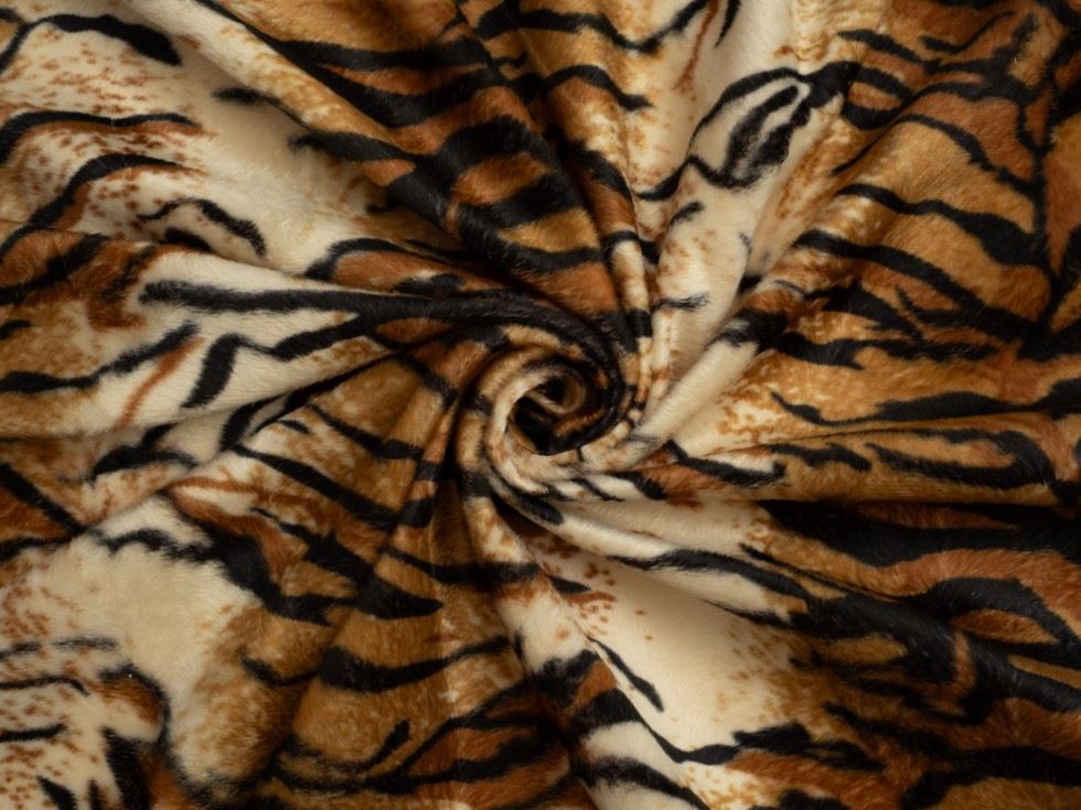 Minerva Core Range Brown Tiger Velboa Faux Fur Fabric