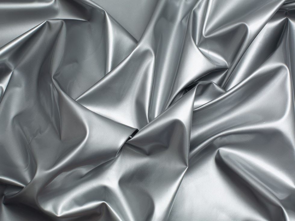 Minerva Core Range Glossy PVC Vinyl Fabric Silver
 