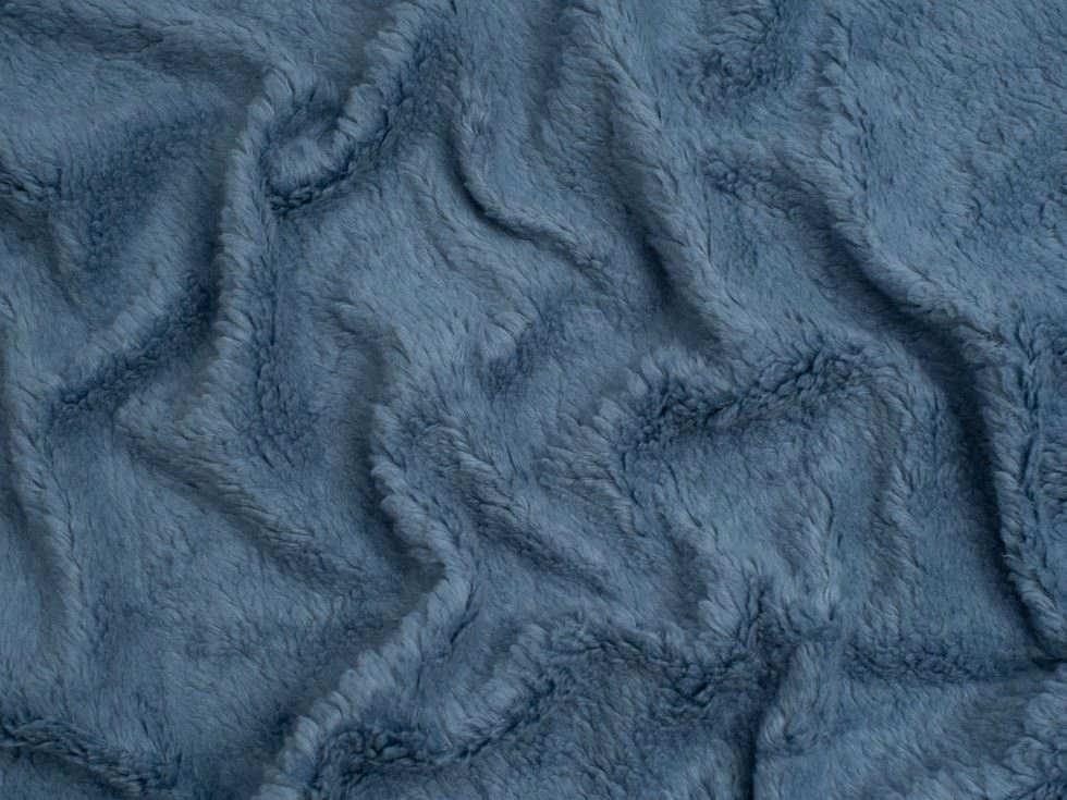Minerva Core Range Cotton Sherpa Fleece Fur Fabric Indigo Blue
 